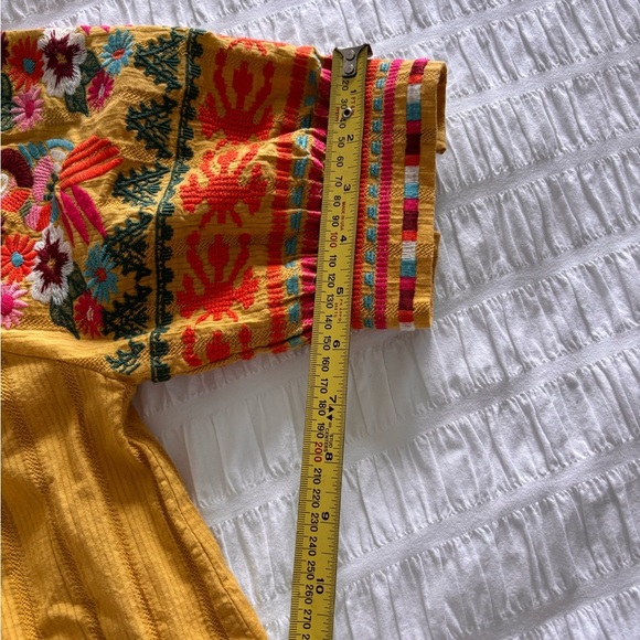 THML Yellow Blouse with Embellished Pleats and Embroidery Floral Pattern - Picture 5 of 8